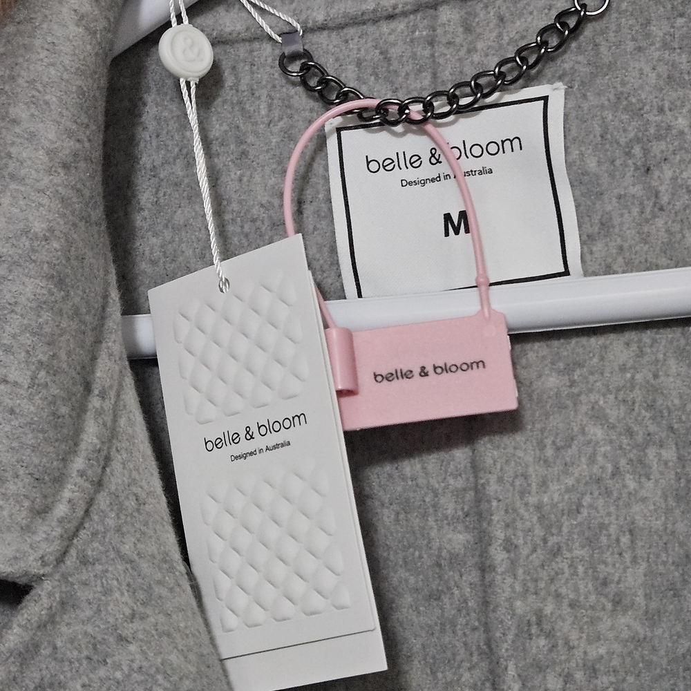 Belle & Bloom Grey Wool Blend Moto Coat - Picture 5 of 7